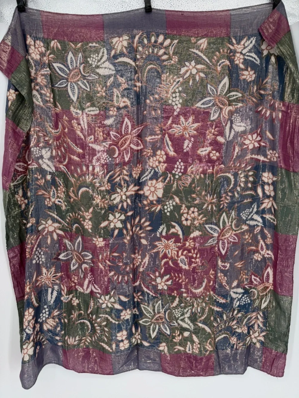 Vintage Oscar de la Renta Silk Blend Paisley Floral Scarf Sarong Wrap